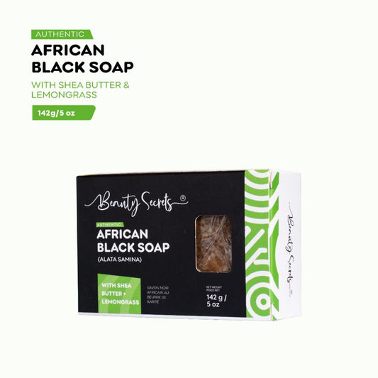 African Black Soap Tablet with Shea Butter + Lemongrass Essential oil